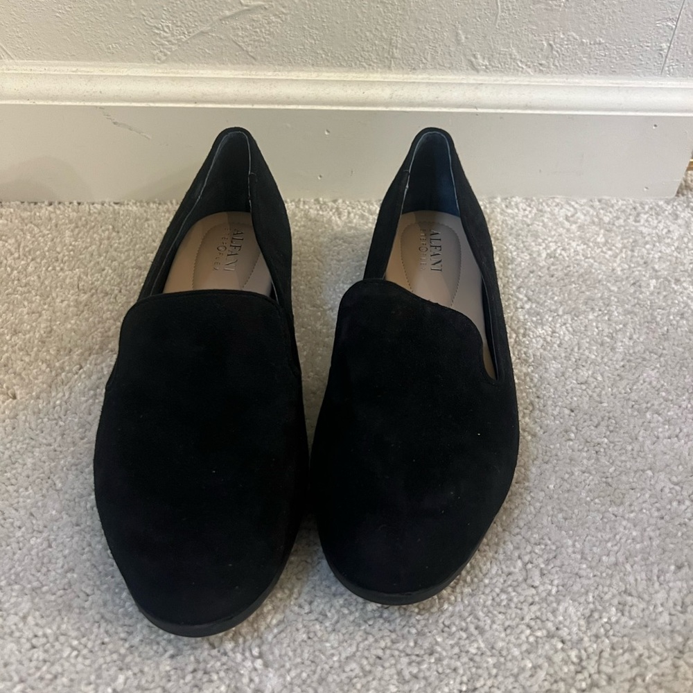 Alfani Black Loafers step n flex suede flats